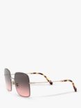 Miu Miu MU 61VS Women's Rectangular Sunglasses, Pale Gold/Pink Grey Gradient