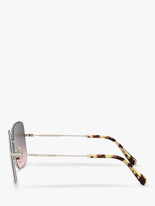 Miu Miu MU 61VS Women's Rectangular Sunglasses, Pale Gold/Pink Grey Gradient