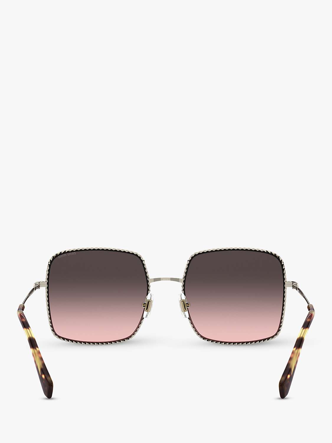 Buy Miu Miu MU 61VS Women's Rectangular Sunglasses, Pale Gold/Pink Grey Gradient Online at johnlewis.com