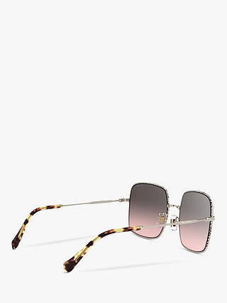 Miu Miu MU 61VS Women's Rectangular Sunglasses, Pale Gold/Pink Grey Gradient