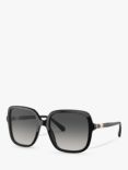 BVLGARI BV8228B Women's Polarised Square Sunglasses, Black/Grey Gradient