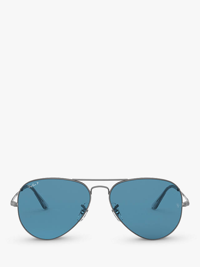 Ray-Ban RB3689 Unisex Polarised Aviator Sunglasses, Gunmetal