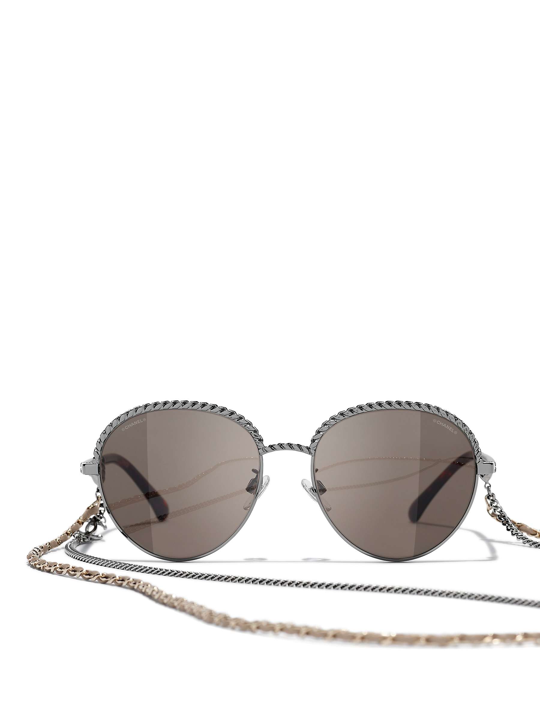 Buy CHANEL Oval Sunglasses CH4242 Gunmetal/Grey Online at johnlewis.com