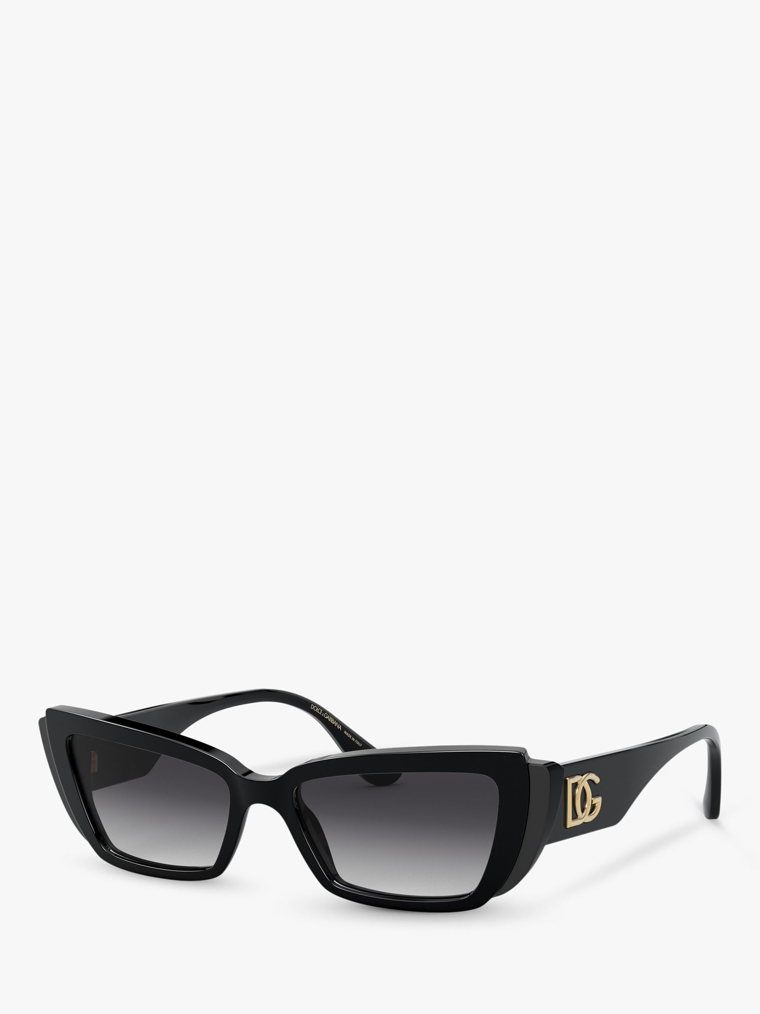Dolce & Gabbana DG4382 Women's Rectangular Sunglasses, Black/Light Grey  Gradient