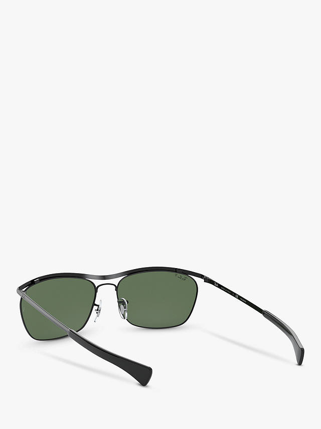 Ray-Ban RB3619 Unisex Polarised Pillow Shape Sunglasses, Black