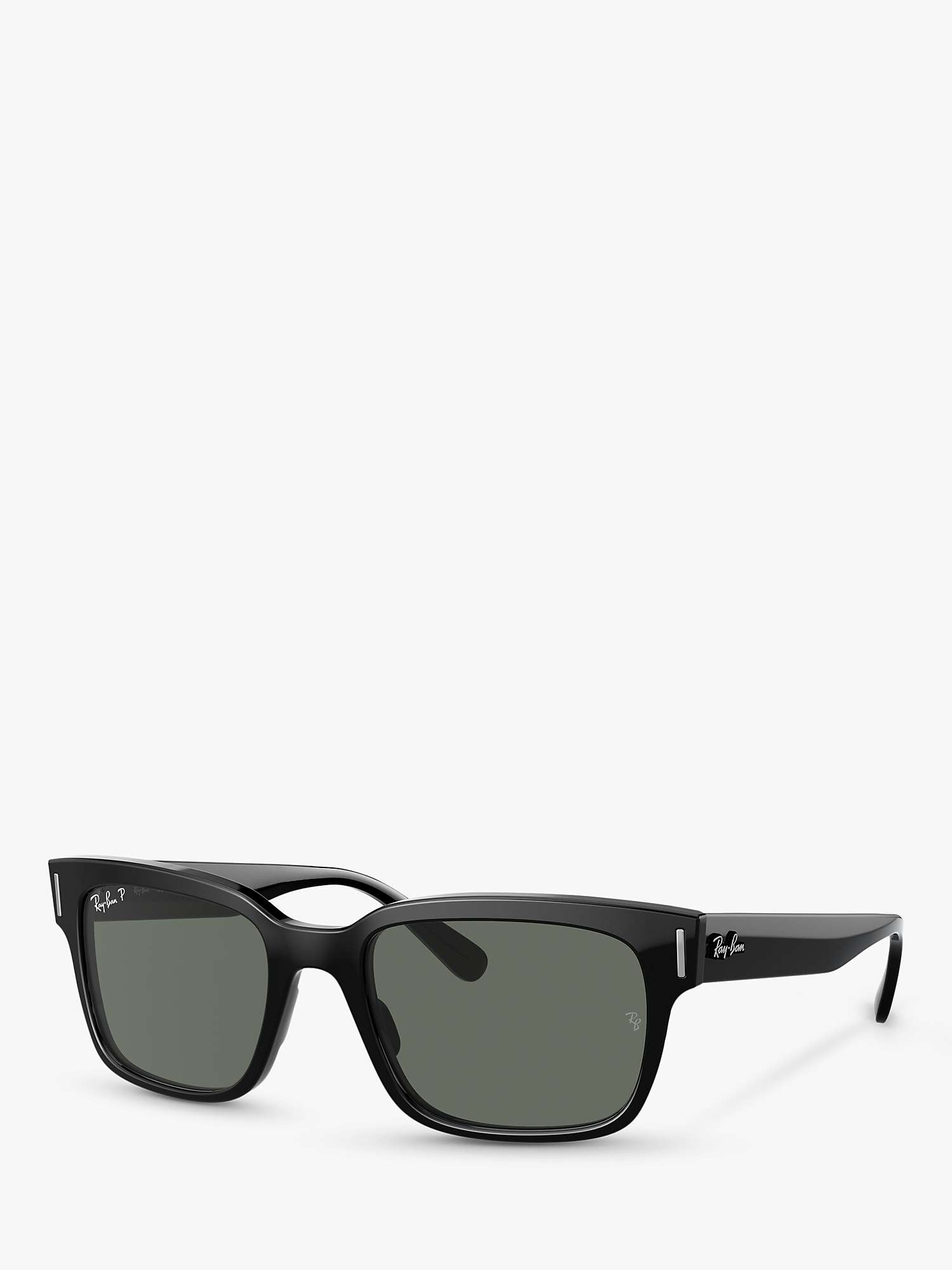 Buy Ray-Ban RB2190 Men's Polarised Square Sunglasses, Black/Grey Online at johnlewis.com