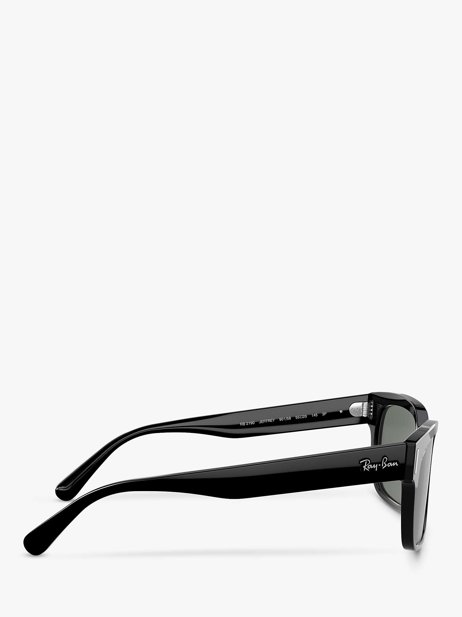 Buy Ray-Ban RB2190 Men's Polarised Square Sunglasses, Black/Grey Online at johnlewis.com