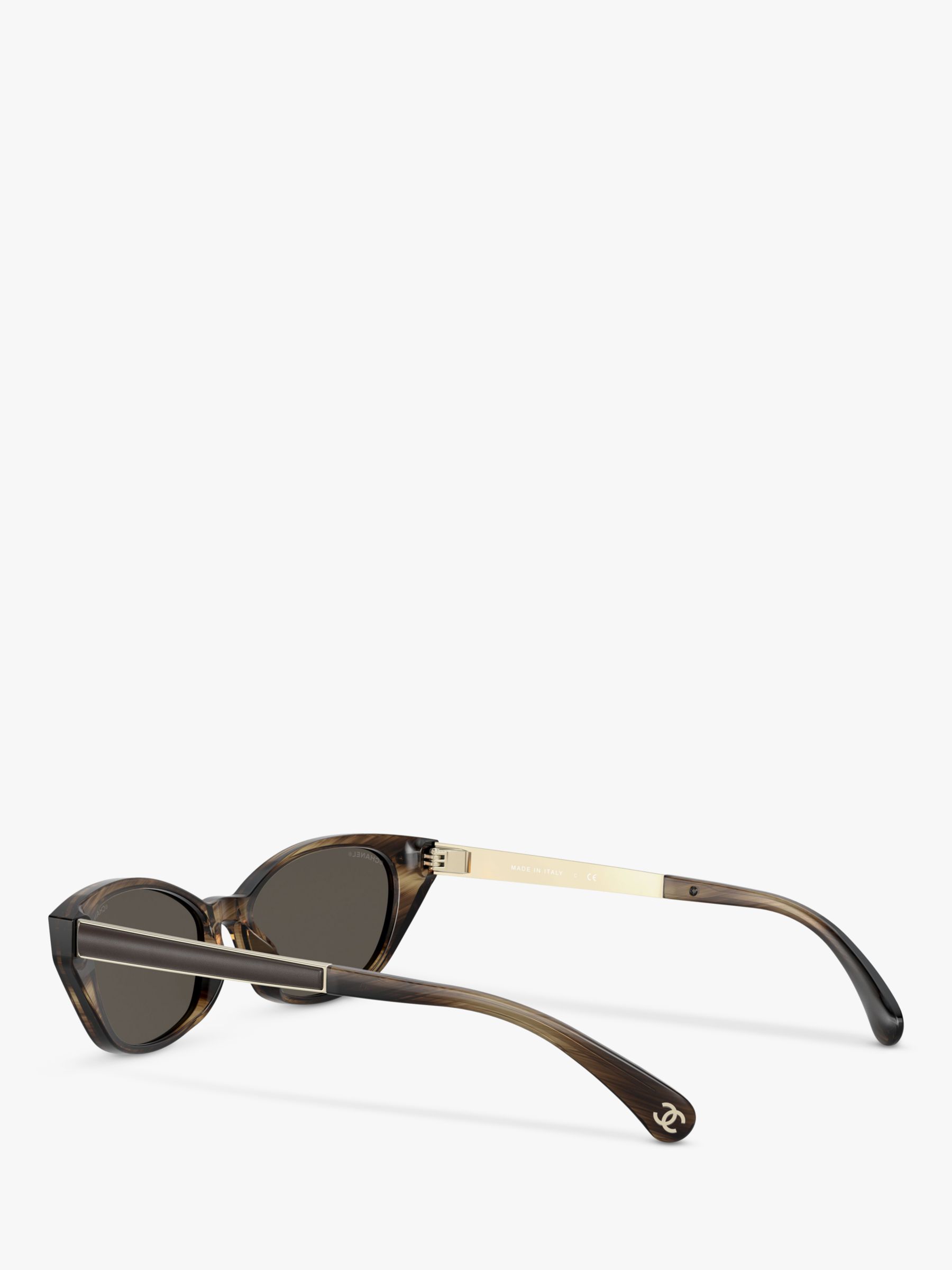 CHANEL Cat's Eye Sunglasses CH5438Q Striped Brown at John Lewis & Partners