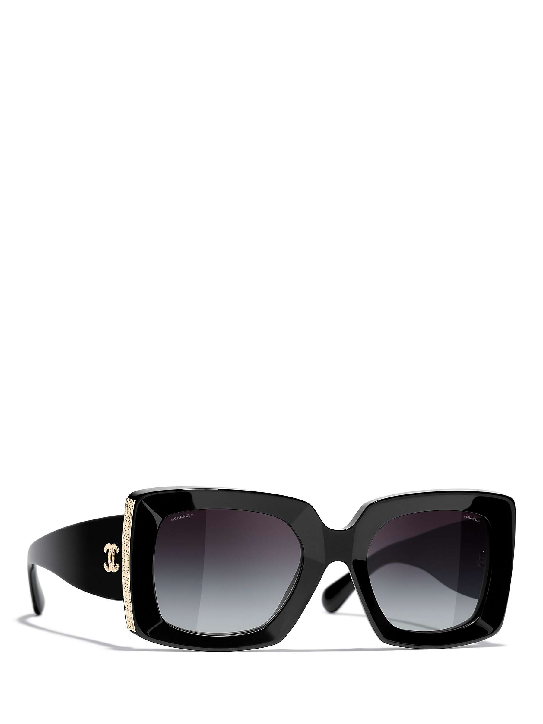 Buy CHANEL Square Sunglasses CH5435 Black Online at johnlewis.com