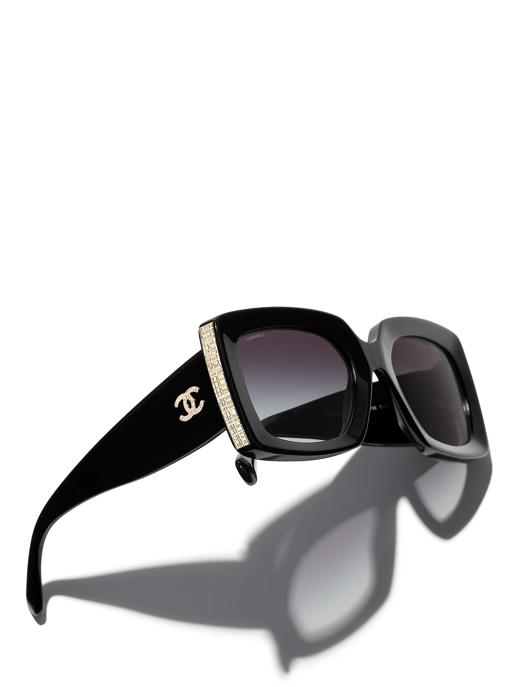 CHANEL Square Sunglasses CH5435 Black at John Lewis & Partners