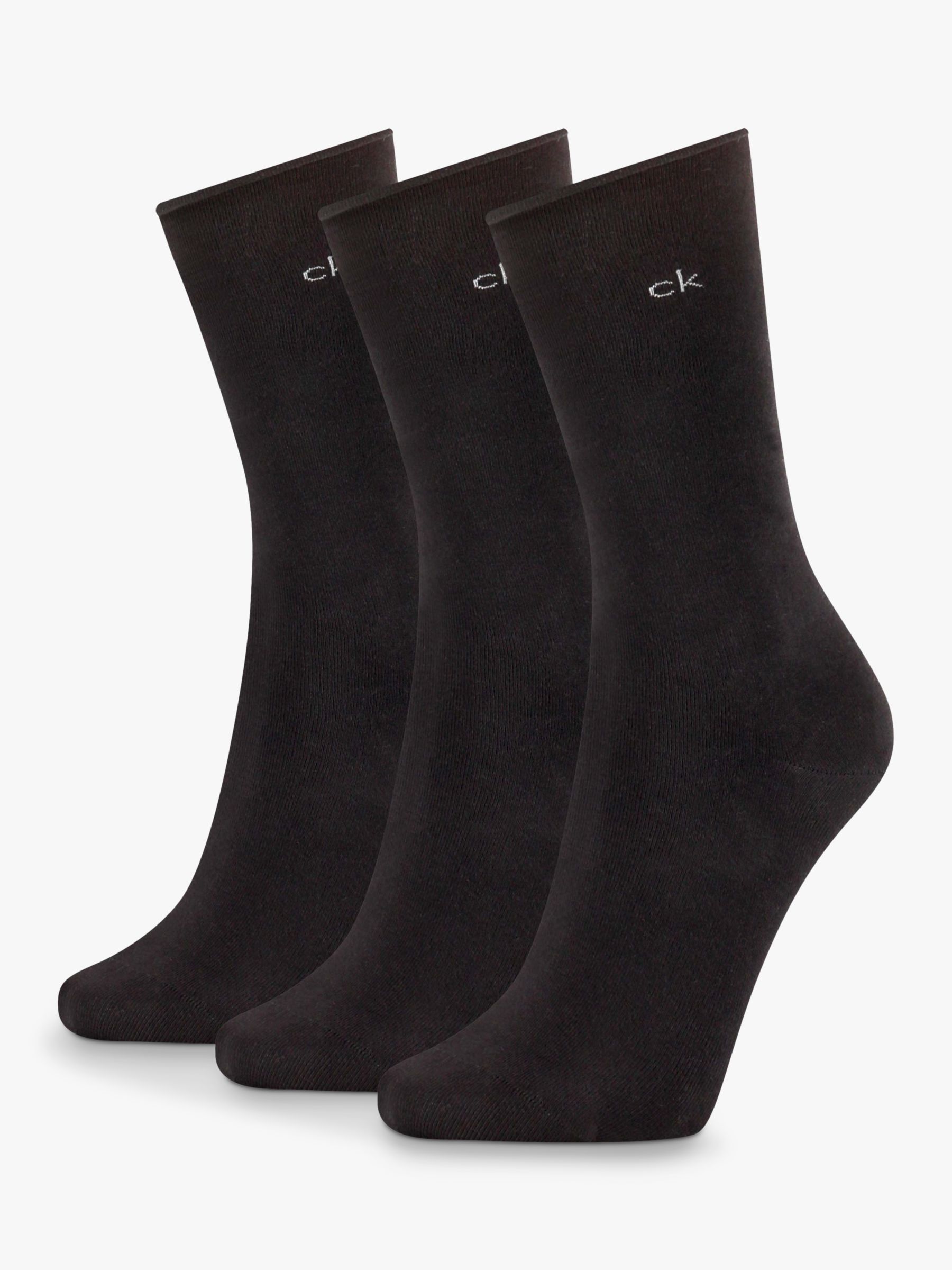 Calvin Klein Emma Roll Top Ankle Socks, Pack of 3, Black 001 at John Lewis  & Partners