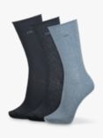 Calvin Klein Emma Roll Top Ankle Socks, Pack of 3, Blue Combo 005