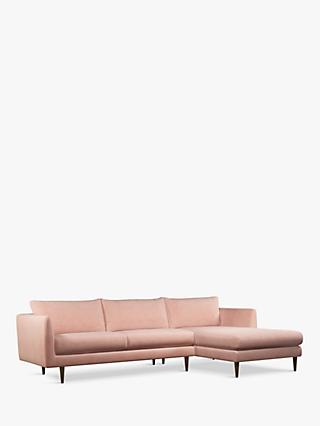 Latimer Range, John Lewis & Partners + Swoon Latimer Large 3 Seater Chaise End Sofa, Ballet Pink Velvet