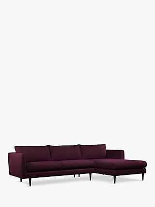 Latimer Range, John Lewis + Swoon Latimer Large 3 Seater Chaise End Sofa, Damson Purple Velvet