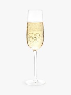 John Lewis Hearts Champagne Flute, 200ml, Silver/Clear