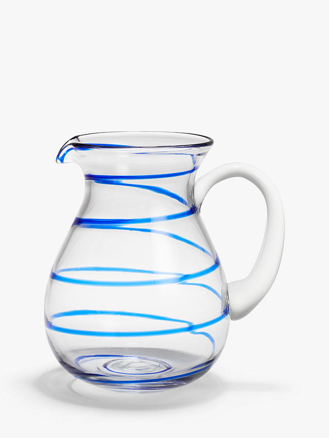 John Lewis & Partners Swirl Glass Jug, 2.3L, Blue