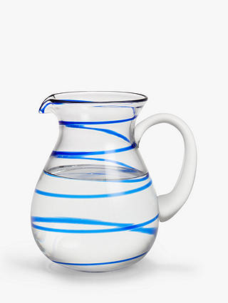 John Lewis & Partners Swirl Glass Jug, 2.3L, Blue