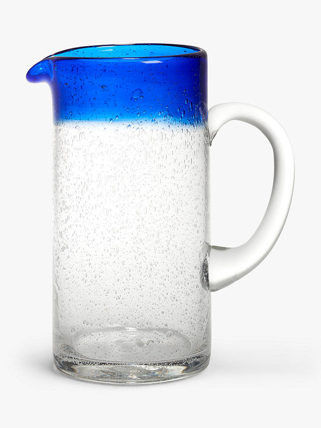 John Lewis Arles Bubble Glass Jug, 2L, Blue