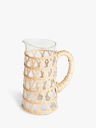 John Lewis Arles Wicker Wrapped Glass Jug, 1.1L, Clear/Natural