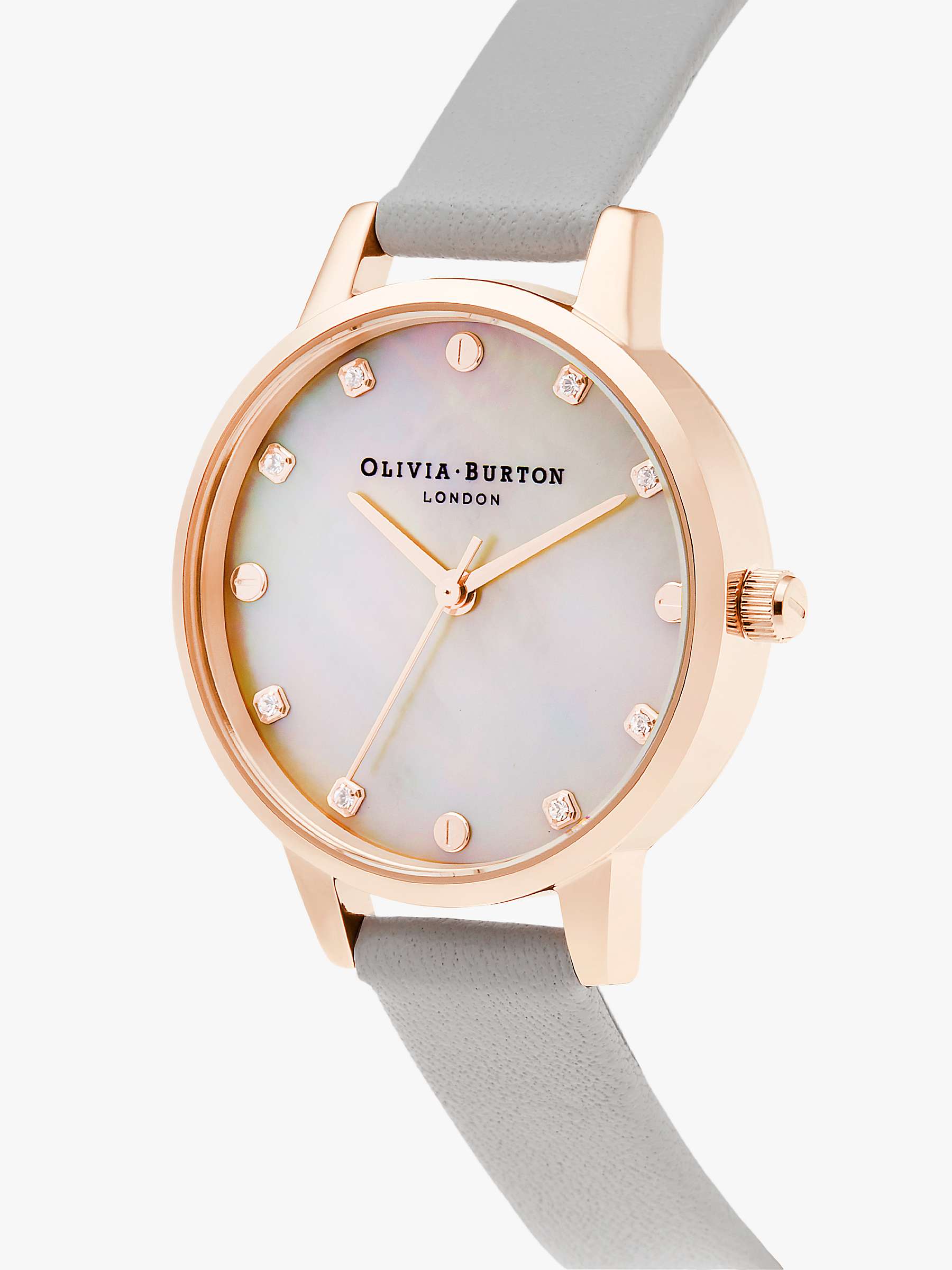 Buy Olivia Burton OB16SE12 Women's Classic Leather Strap Watch, Grey/Mother of Pearl Online at johnlewis.com