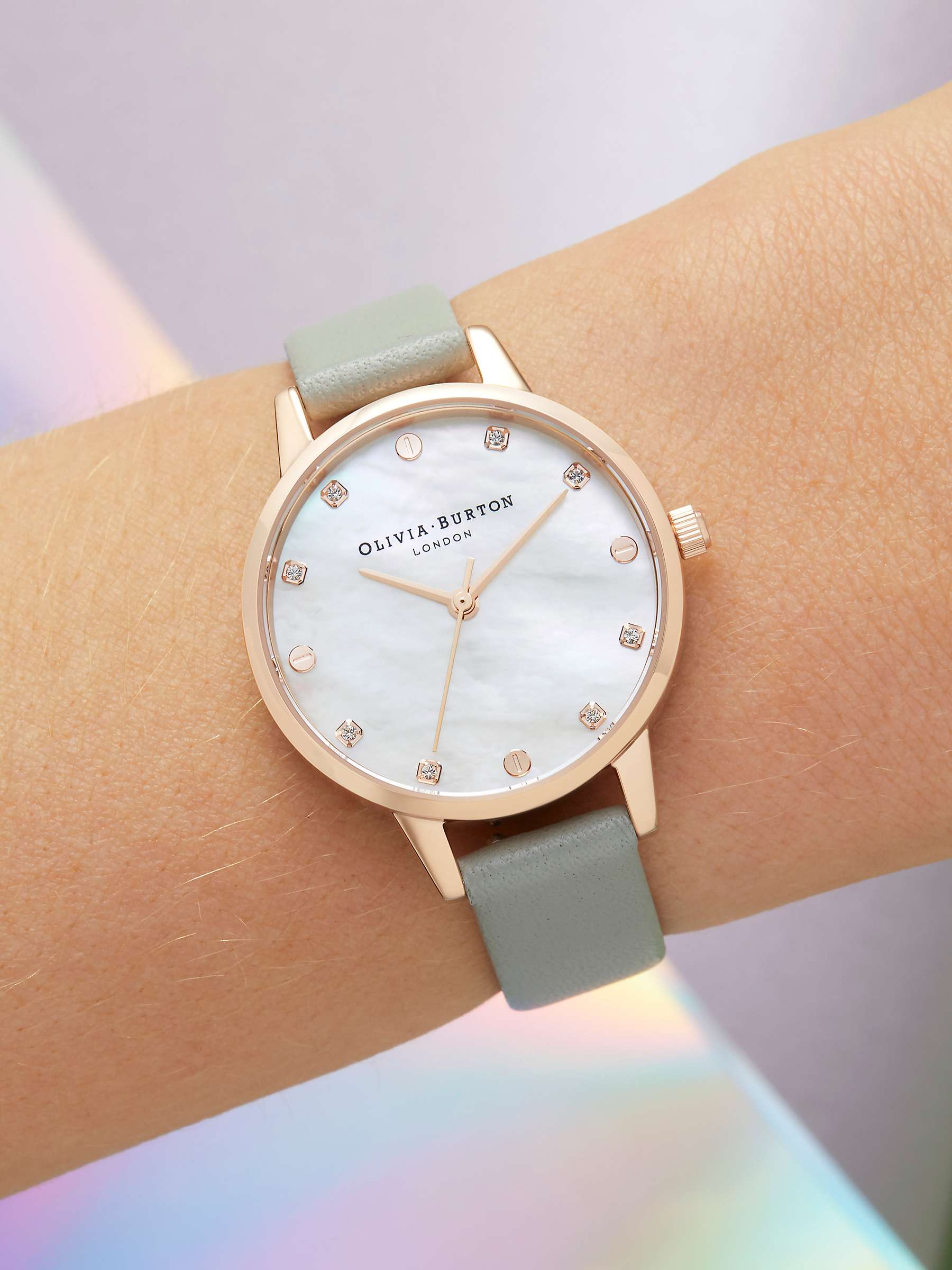 Buy Olivia Burton OB16SE12 Women's Classic Leather Strap Watch, Grey/Mother of Pearl Online at johnlewis.com