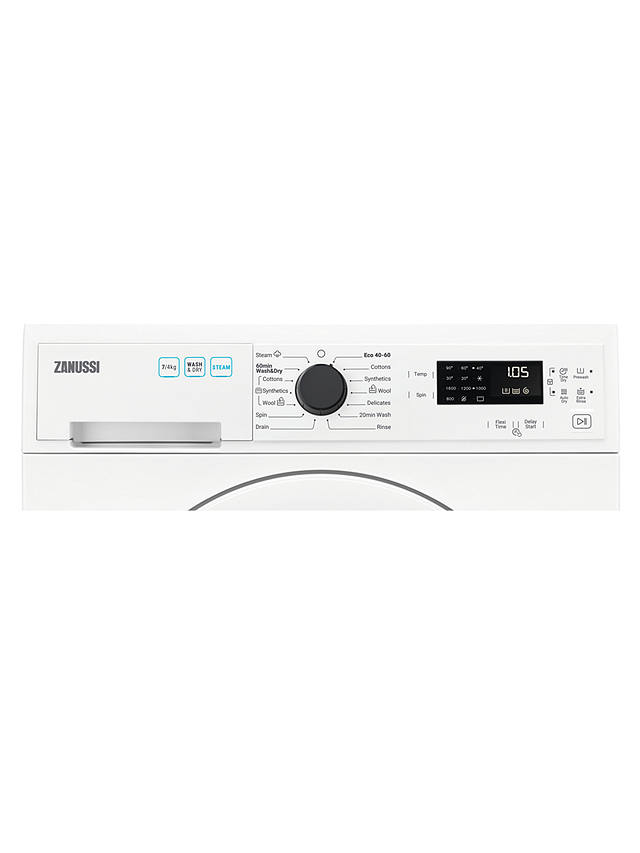 Buy Zanussi ZWD76SB4PW Freestanding Washer Dryer, 7kg/4kg Load, 1600rpm Spin, White Online at johnlewis.com