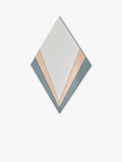 Där Fiachra Geometric Diamond Wall Mirror, 120 x 80cm, Rose Gold/Smoke Grey