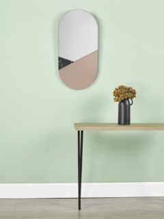 Där Jalisa Oval Wall Mirror, 80 x 40cm, Rose Gold/Marble