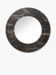 Där Juvan Marble-Effect Round Wall Mirror, 80cm, Black