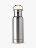 Treat Republic Personalised Stainless Steel & Bamboo Drinks Bottle, 500ml, Silver