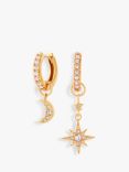 Olivia Burton Celestial Crystal Moon and North Star Huggie Hoop Earrings