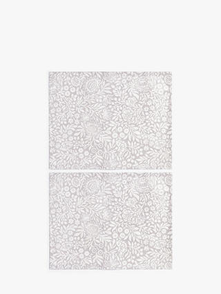 John Lewis Wipe Clean PVC Hidcote Floral Print Placemats, Set of 2, Grey