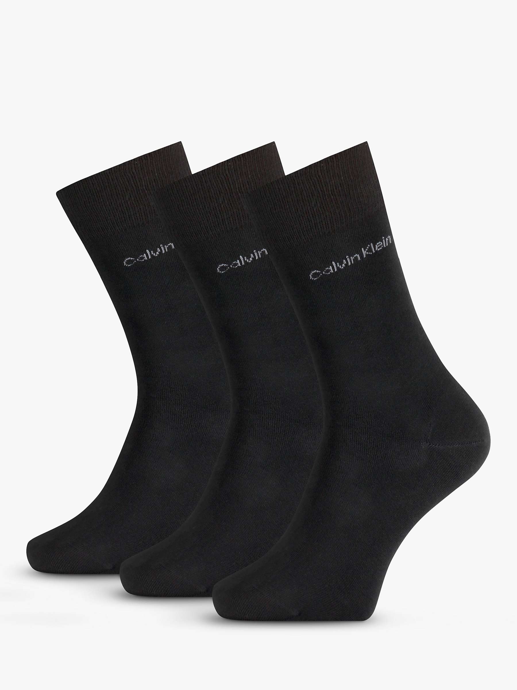 Buy Calvin Klein Logo Socks, One Size, Pack of 3, Black Online at johnlewis.com