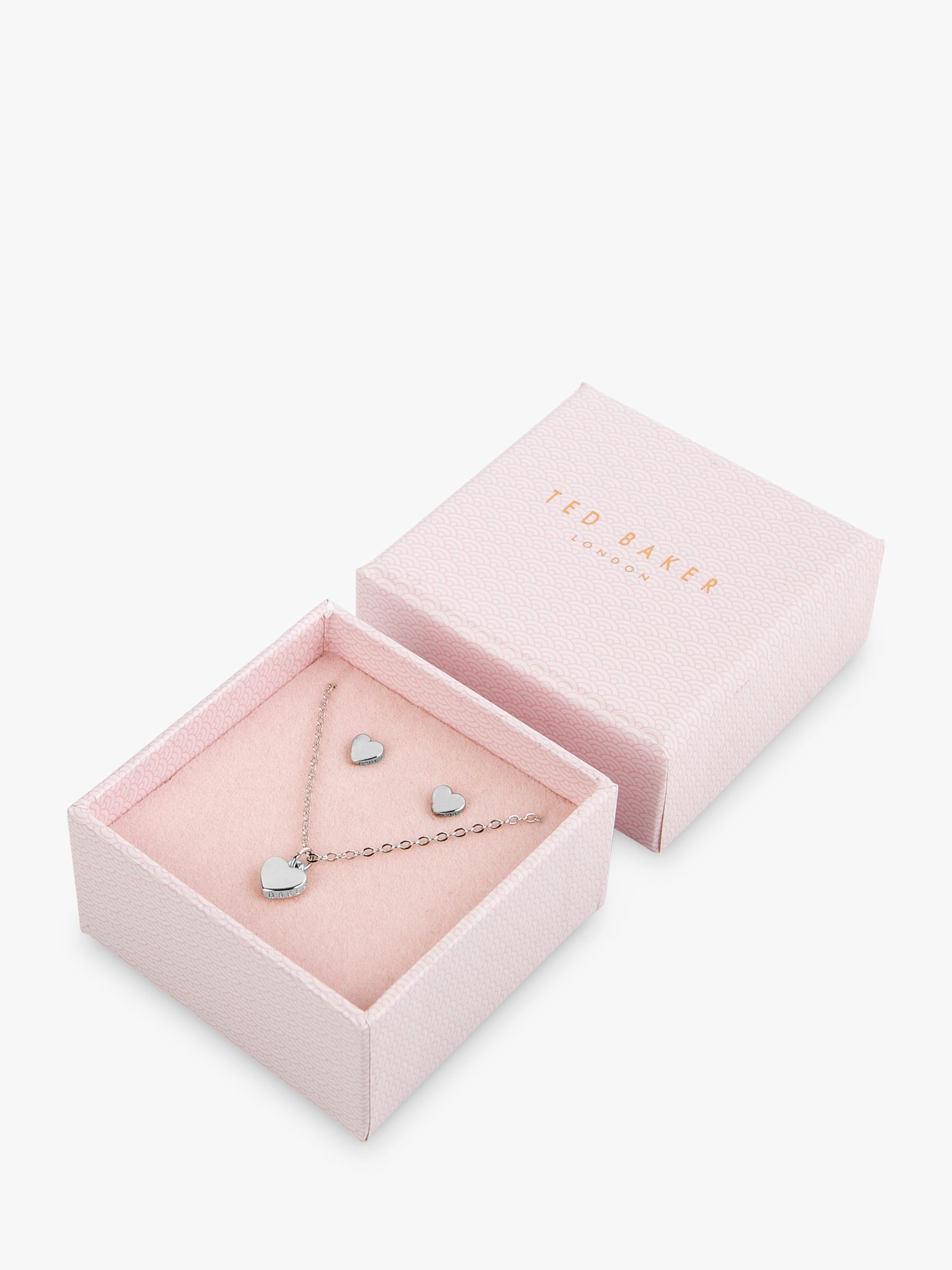 Ted Baker Amoria Heart Stud Earrings and Pendant Necklace Jewellery ...
