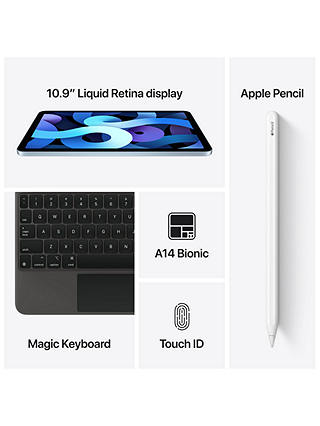 2020 Apple iPad Air 10.9", A14 Bionic Processor, iOS, Wi-Fi, 64GB, Sky Blue