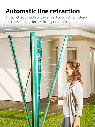 Leifheit Linomatic Deluxe 600 Outdoor Rotary Clothes Airer Washing Line with Cover