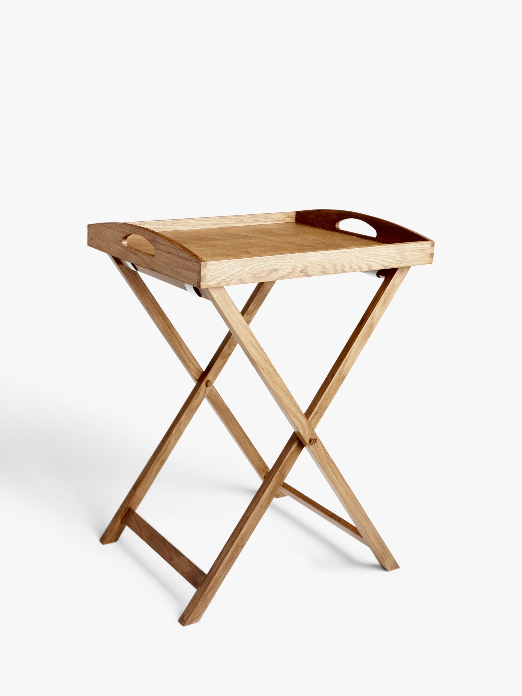 John Lewis & Partners Oak Wood Butler Tray & Foldable Stand, Natural