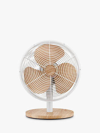 John Lewis Desk Fan, 12 inch, Oak Effect/White