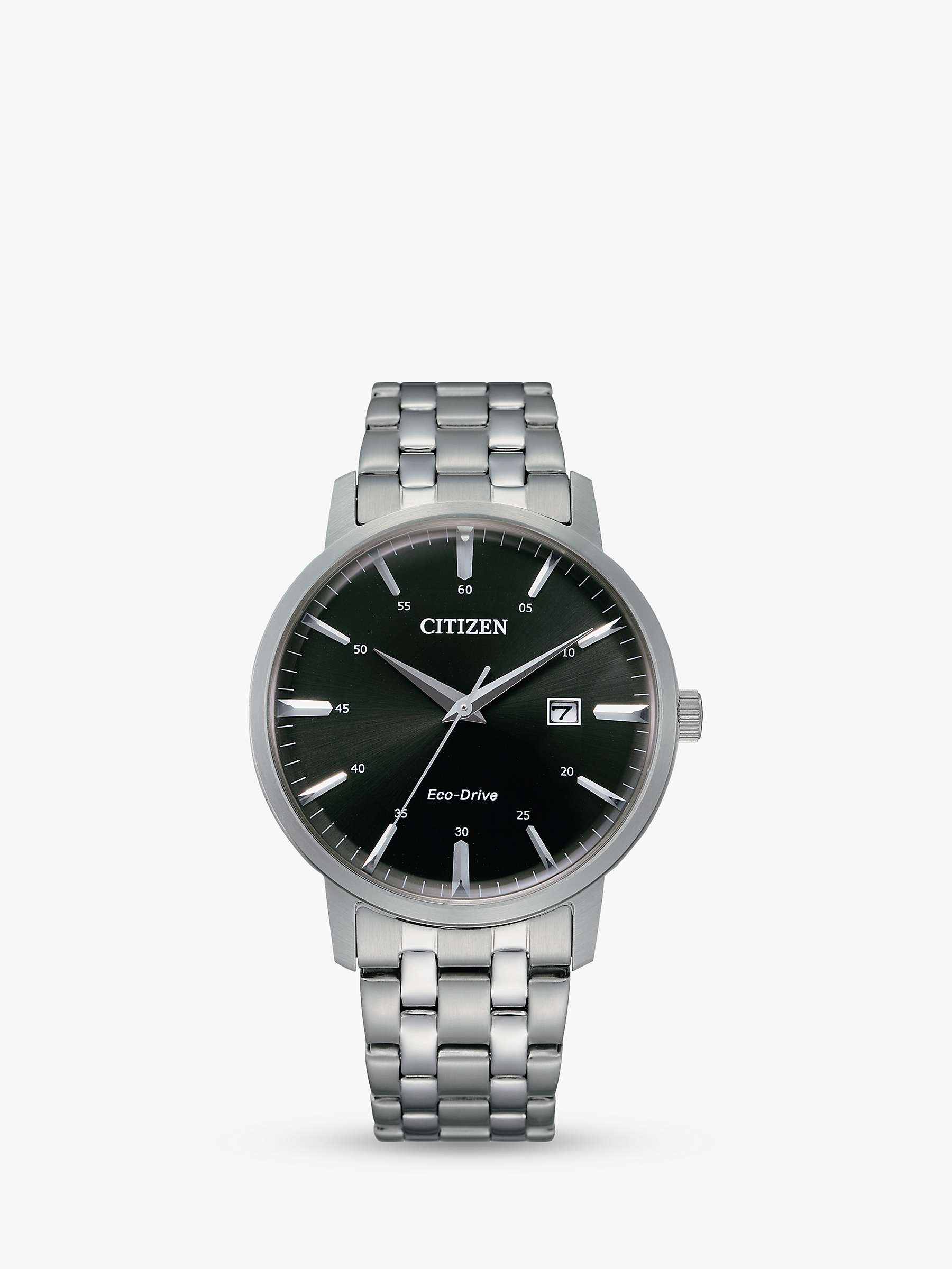 Buy Citizen BM7460-88E Men's Eco-Drive Date Bracelet Strap Watch, Silver/Black Online at johnlewis.com