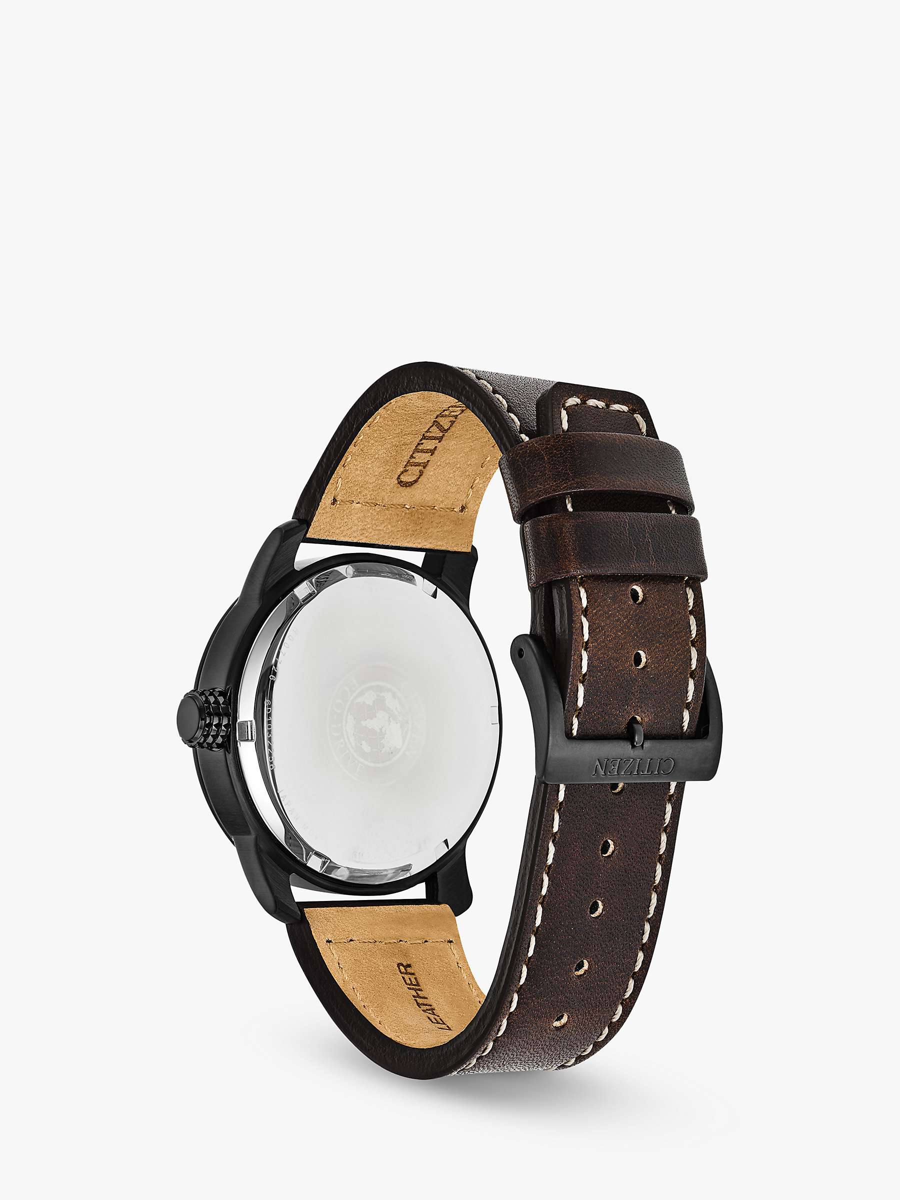 Buy Citizen BM8478-01L Men's Day Date Leather Strap Watch, Brown/Blue Online at johnlewis.com