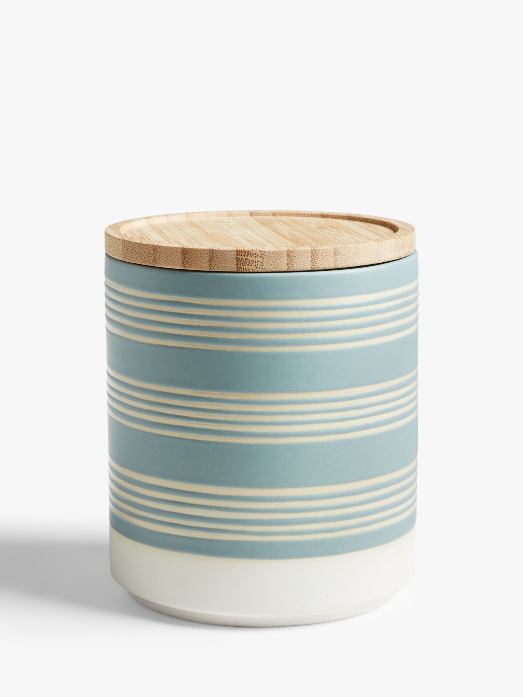 John Lewis Dipped Striped Ceramic Storage Jar & Bamboo Lid, 550ml