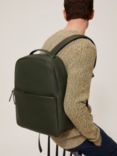 John Lewis Oslo Leather Backpack, Bottle Green