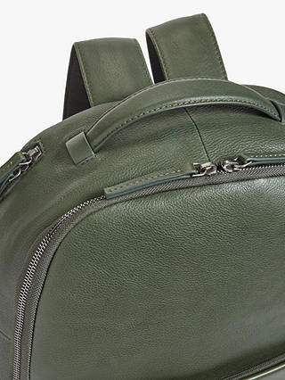 John Lewis Oslo Leather Backpack, Bottle Green