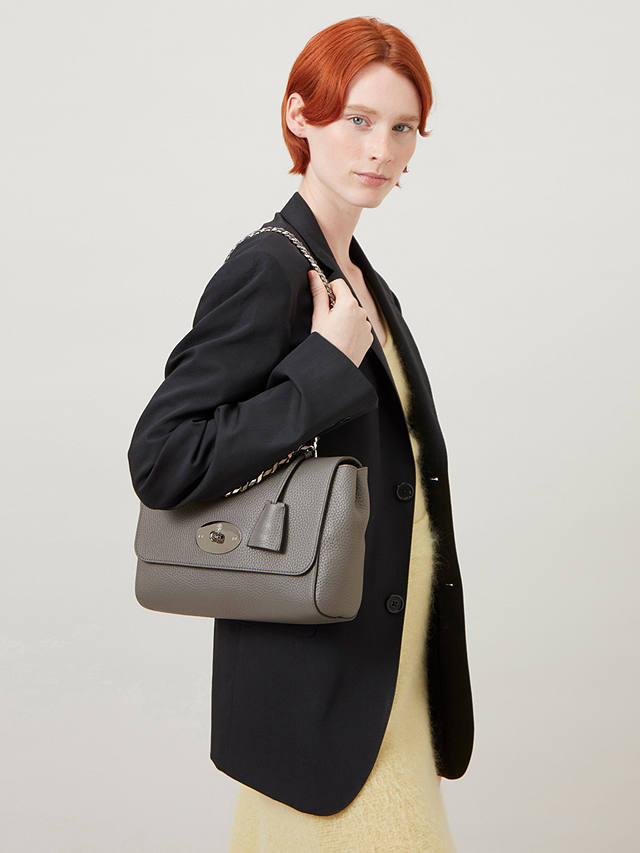 Mulberry Medium Lily Heavy Grain Leather Bag, Charcoal at John Lewis ...
