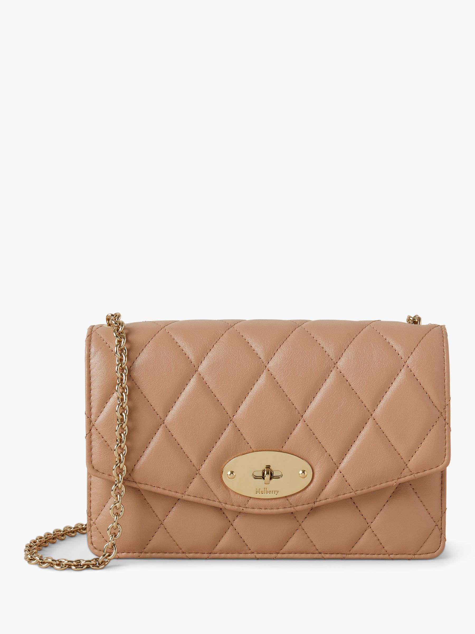 Mulberry Small Darley Quilted Shiny Calf Chain Clutch Bag, Light Salmon ...