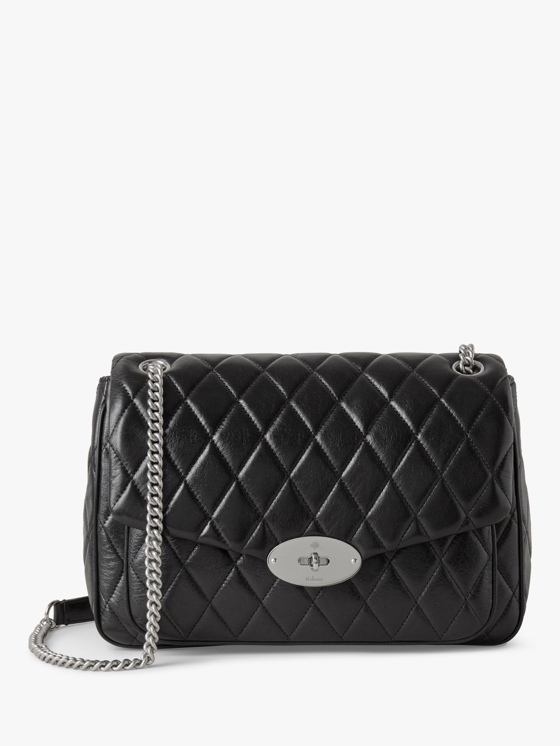 Mulberry Darley Quilted Shiny Calf Leather Shoulder Bag, Black