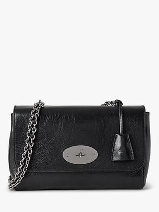 Mulberry Medium Lily High Shine Calf Leather Shoulder Bag, Black