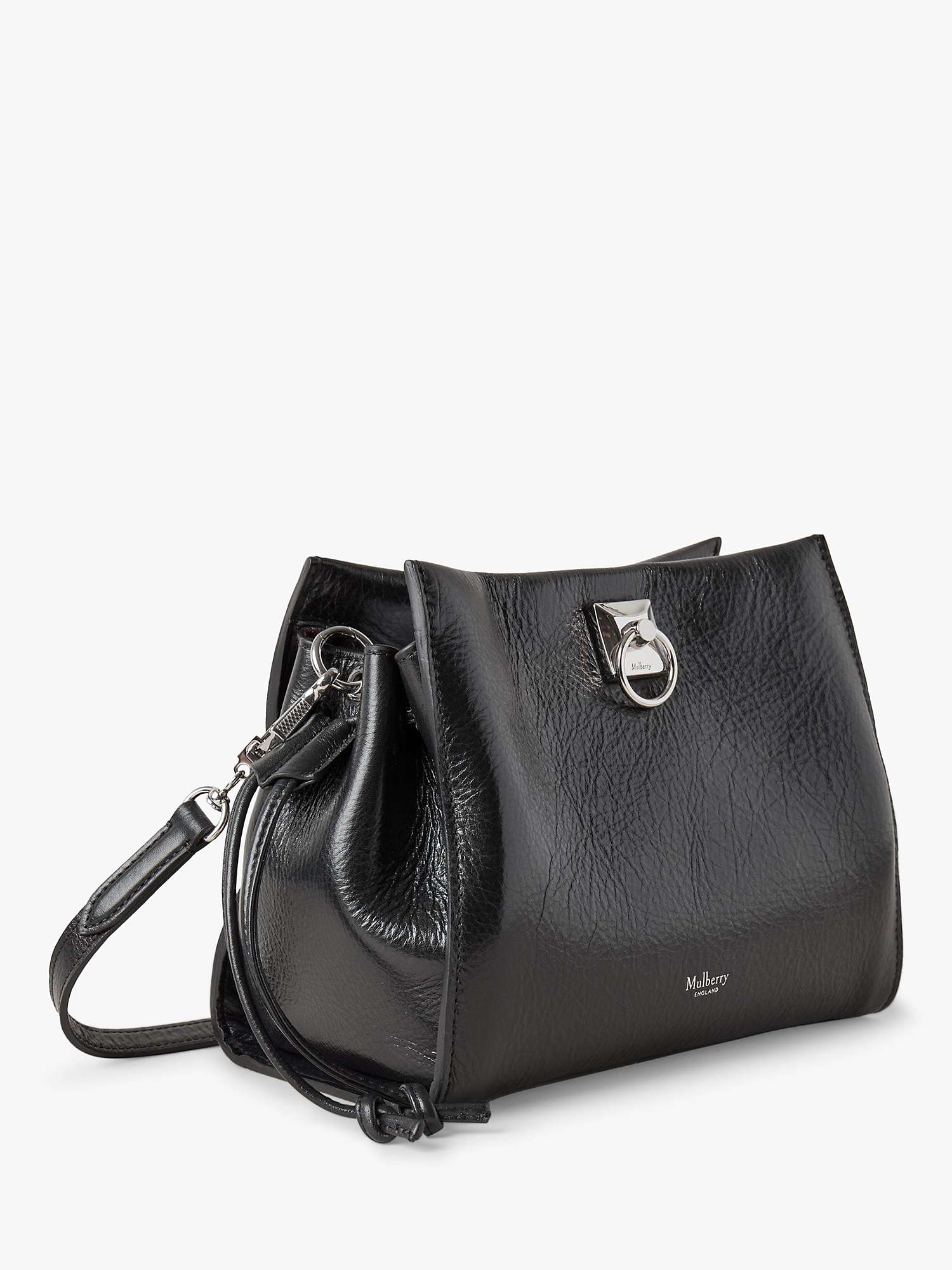 Buy Mulberry Small Iris High Shine Leather Shoulder Bag, Black Online at johnlewis.com