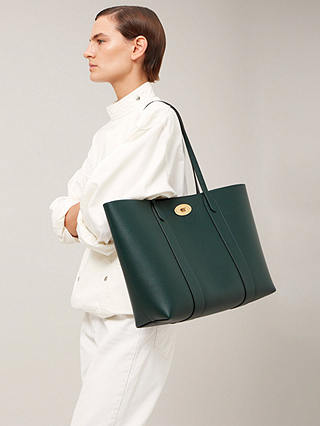 Mulberry Bayswater Small Classic Grain Leather Tote Bag, Mulberry Green
