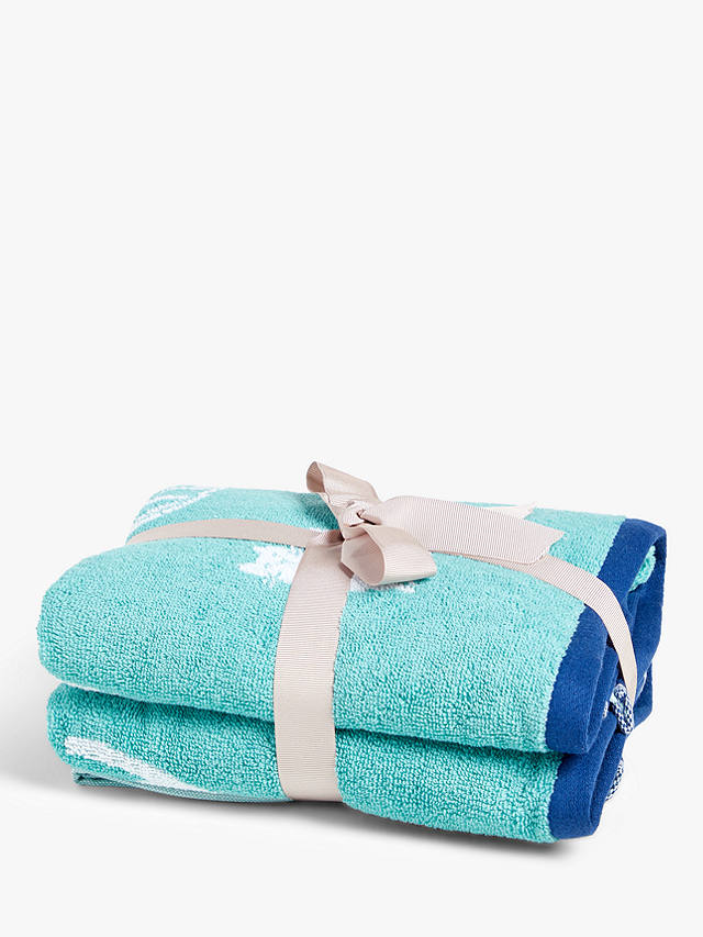 johnlewis.com | ANYDAY John Lewis & Partners Cats Hand Towels, Pack of 2, Blue
